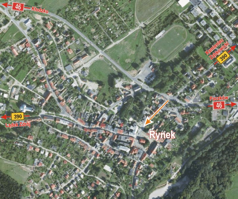 Rejon startu i mety - zdjcie lotnicze z roku 2009 (Ortofotomapa © GEODIS BRNO, spol. s r.o.; rdo: kontaminace.cenia.cz)